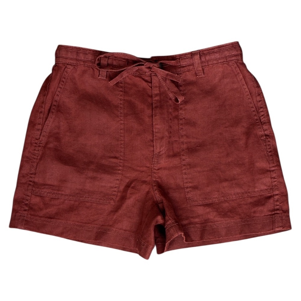 Madewell 100% Linen Pull-On Drawstring Shorts in Henna Red NU669 Women’s XS - Picture 2 of 6